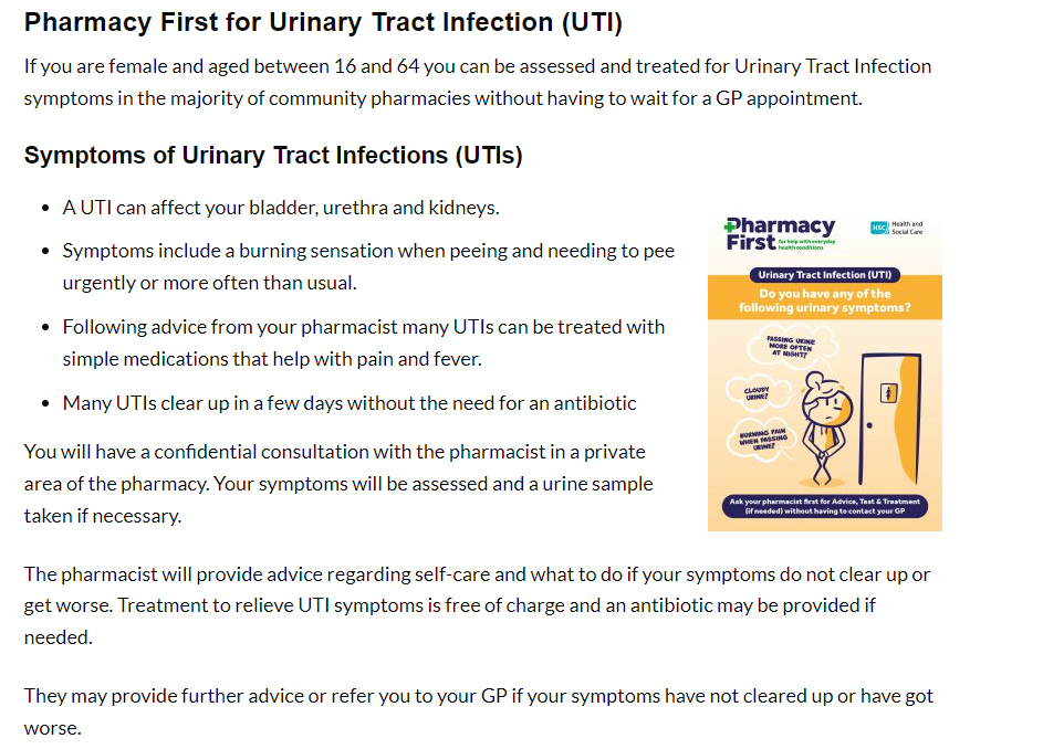 Pharmacy first UTI